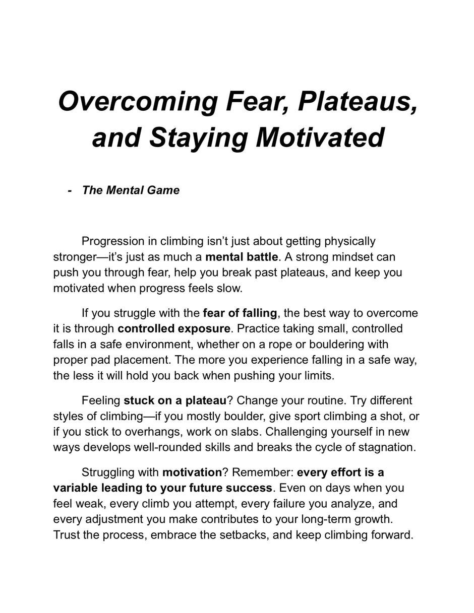 THE BEGINNERS GUIDE TO CLIMBING PROGRESSION - By Iain Cook